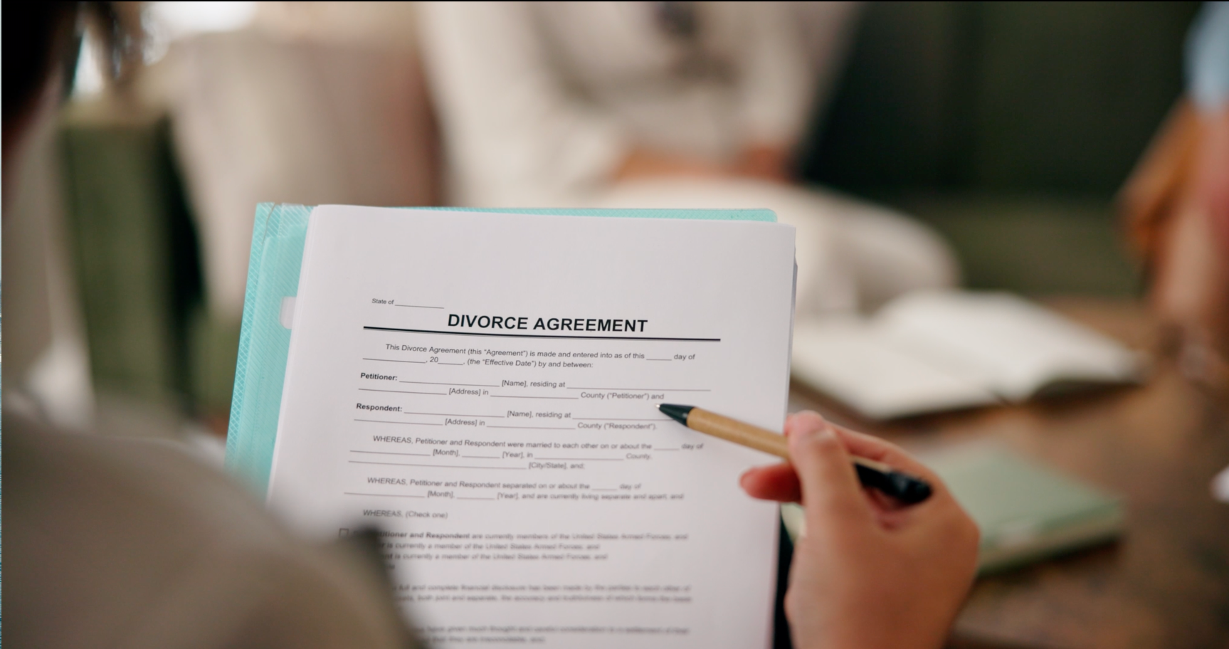 Legal divorce papers